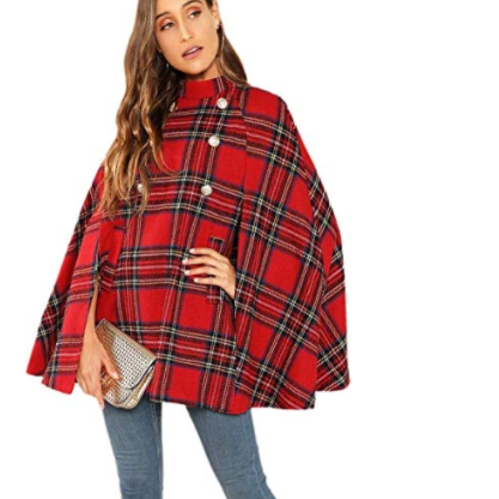 WILLA Plaid Cape Coat